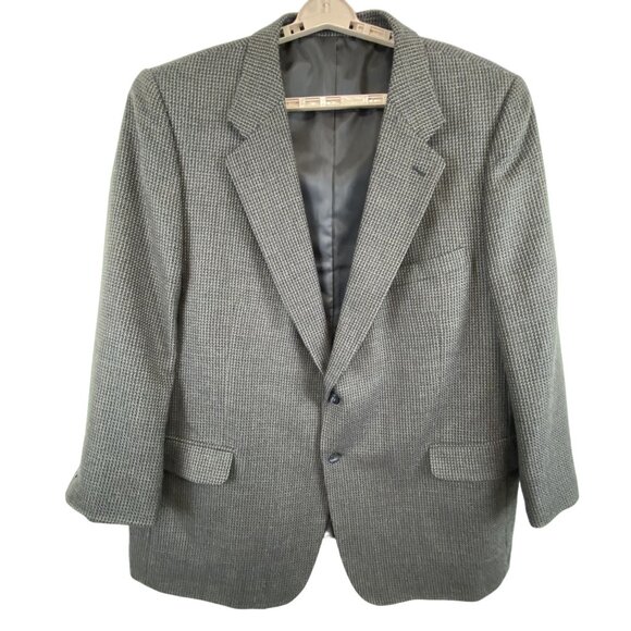 Andre Vachom Men's 52L Lambswool Gray Houndstooth Blazer Sports Jacket Coat - Picture 1 of 16